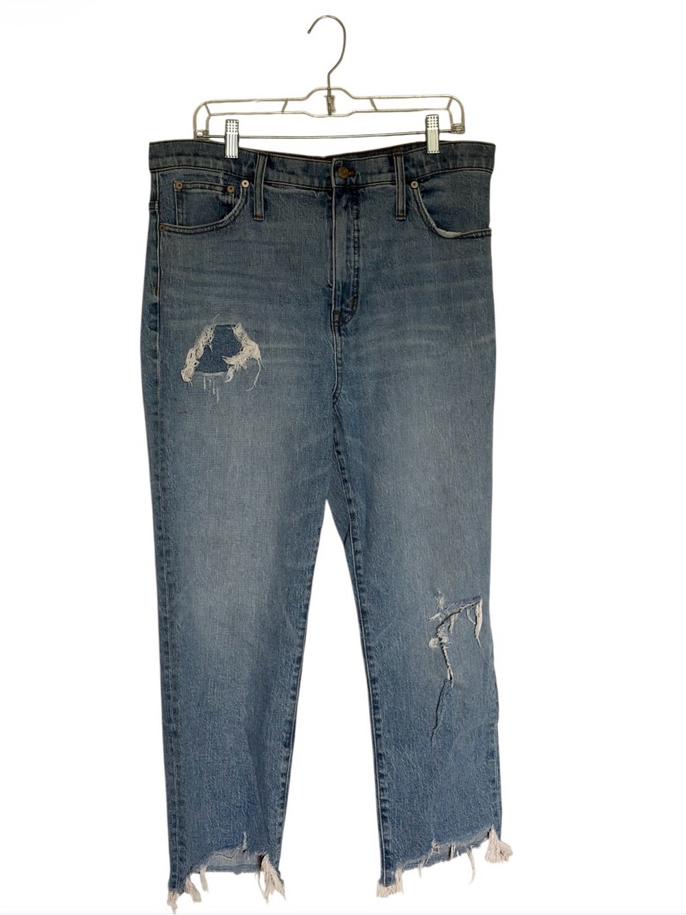 Madewell Classic Straight Distressed High Rise Jeans Size 33